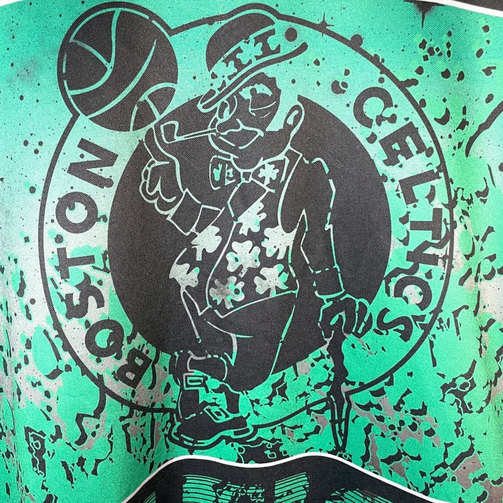 FISLL Celtics Short Sleeve Hoodie XL Boston NBA Short Sleeve Pockets Green NEW - Picture 5 of 15